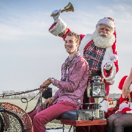 the real Santa Claus with driving sleigh
