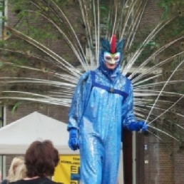 Stilt Act: Peacock on stilts
