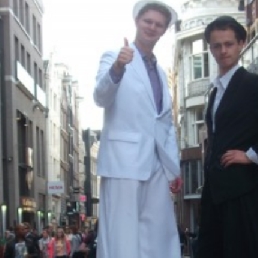 Actor Ede  (Gelderland)(NL) Stilts act: Abraham / butler on stilts
