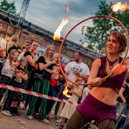 Fire hula hoop Circus act
