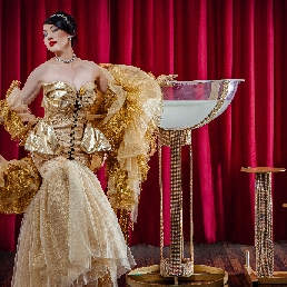 Burlesque champagne glass act
