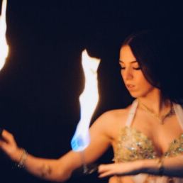 Belly dancer with fire