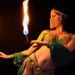 Belly dancer with fire