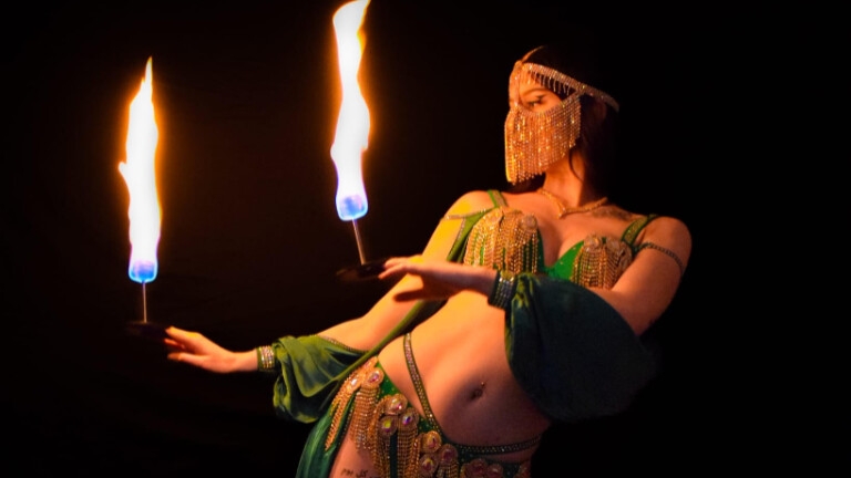 Belly dancer with fire