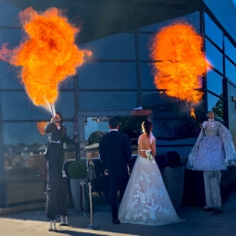 Animatie Waalwijk  (NL) Vuurshow - Vuurspuwen op Stelten